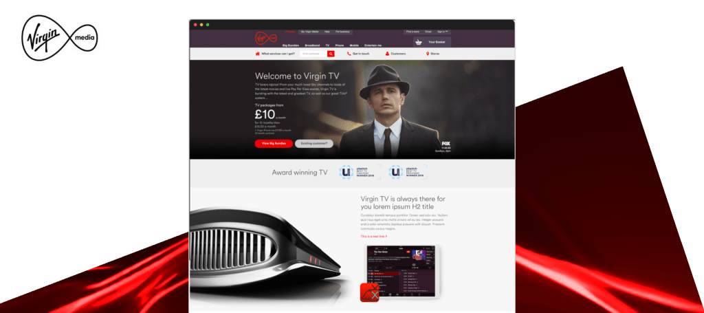 Virgin Media Responsive website – Product and&nbsp;store